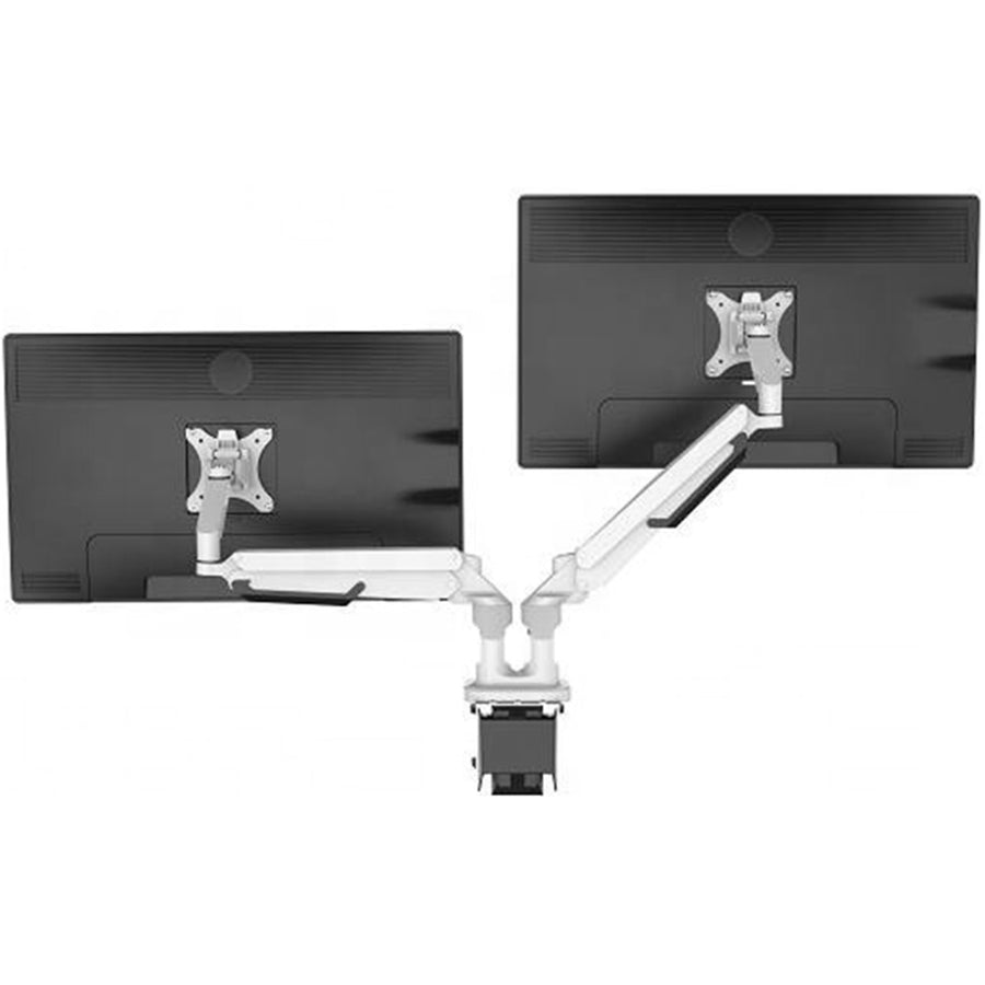 FlexiSpot 17"-32" Dual Gas Spring Monitor Stand - Aluminum Arm - White - Swivel 180deg - Quick Release VESA Plate - VESA 75 & 100mm - Max Load 5KG Per Arm - Clamp Or Grommet Installation - 5 Years Warranty