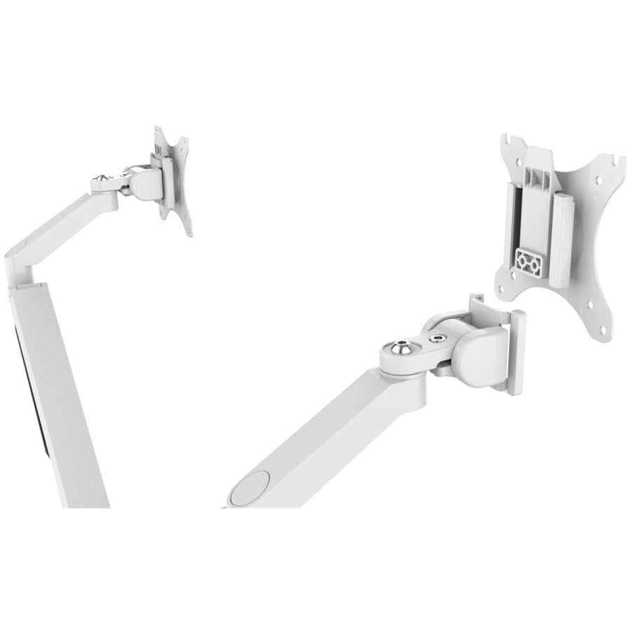 FlexiSpot 17"-32" Dual Gas Spring Monitor Stand - Aluminum Arm - White - Swivel 180deg - Quick Release VESA Plate - VESA 75 & 100mm - Max Load 5KG Per Arm - Clamp Or Grommet Installation - 5 Years Warranty