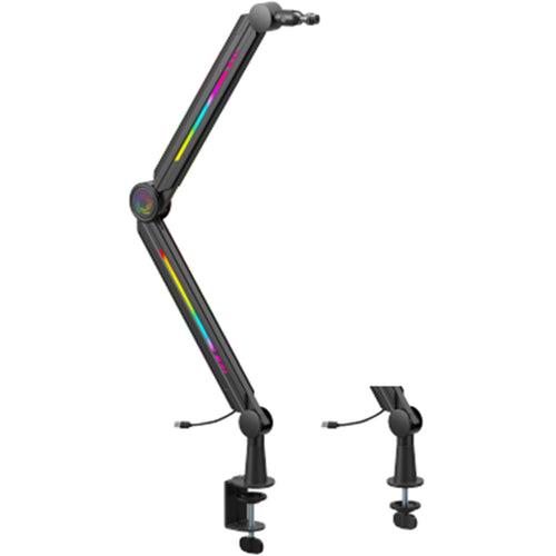 KONIC KMA-21L Black Aura RGB Microphone Arm Stand Desktop Mount - Included 3/8" or 5/8" Adaptors