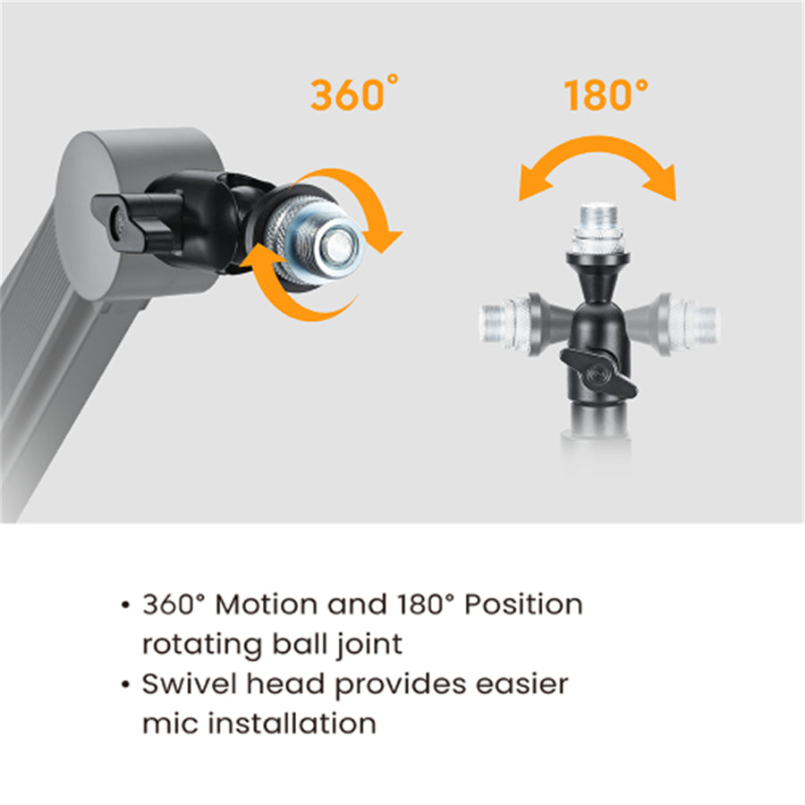 KONIC KMA-21B Armoured Microphone Arm Stand Desktop Mount - Included 3/8" or 5/8" Adaptors