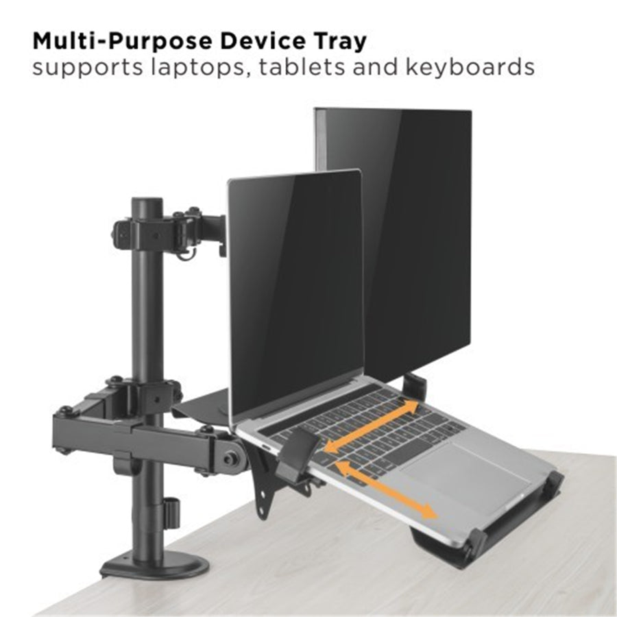 KONIC 17"-32" Eco Monitor Stand With Laptop Tray - Steel Articulating Arm - Weight Capacity 2-9kg - VESA 100x100 75x75