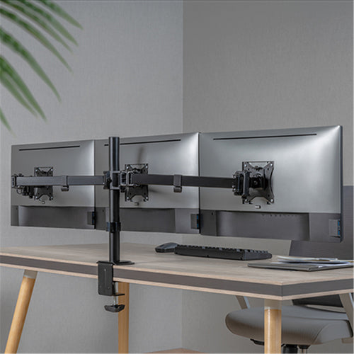 KONIC 17"-27" Eco Triple Monitor Stand - Steel Articulating Arm - Weight Capacity 2-9kg - VESA 100x100 75x75