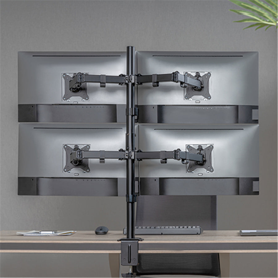 KONIC 17"-32" Eco Quad Monitor Stand - Steel Articulating Arm - Weight Capacity 2-9kg - VESA 100x100 75x75