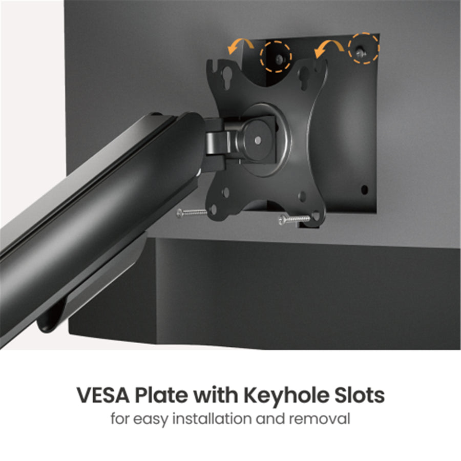 KONIC 17"-32" Eco Dual Monitor Stand - Mechanical Spring Arm - Weight Capacity 2-9kg - VESA 100x100 75x75