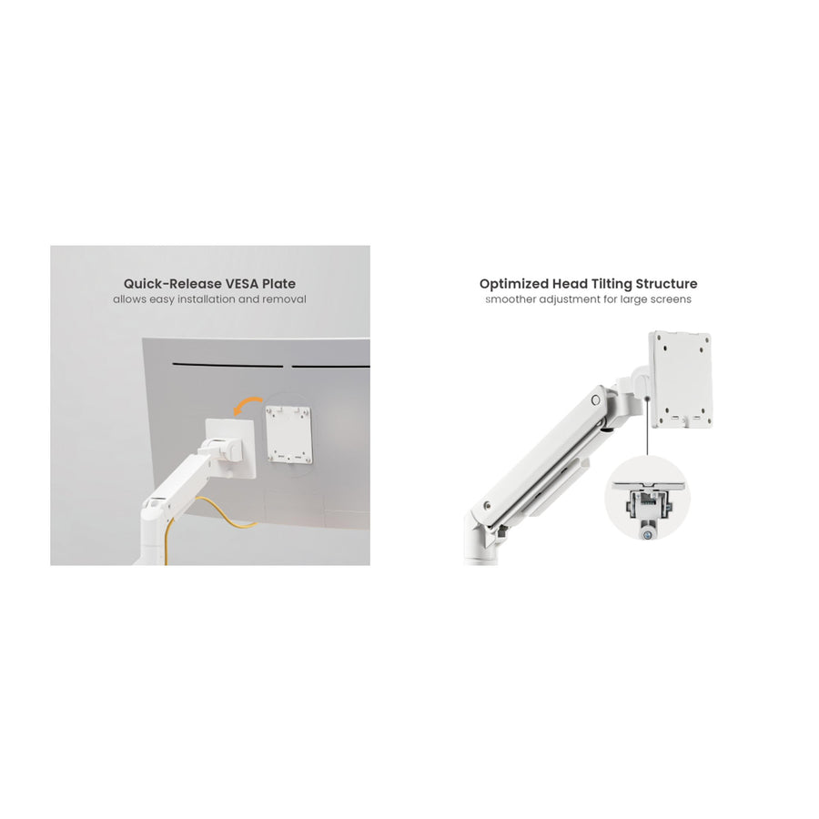 KONIC Heavy-Duty Gas Spring Monitor Wall Mount - Fits Screen up to 17"-49" - Weight Capacity 2-20kg