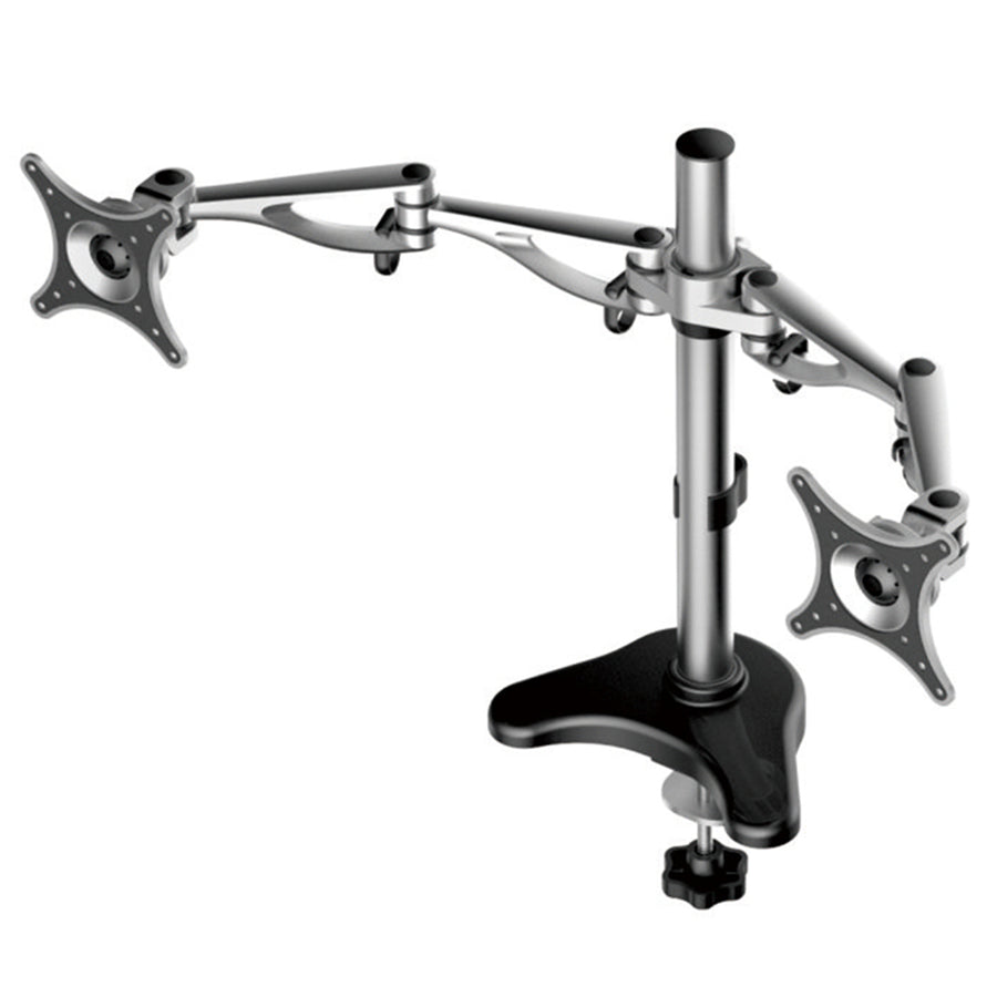 Loctek Eco Mount Dual Monitor 10"-27" Desk Mount, Ergonomic Swivel 360deg Arm - Tilt 15deg - Max Load 8kg Per Arm - VESA 75 & 100mm - Lift 200-400mm - Clamp Or Grommet Installation - 5 Years Warranty