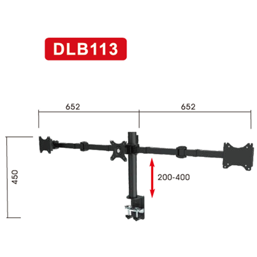 Loctek Eco Mount, 10"-30" Triple Monitor Ergonomic Swivel Arm - VESA 75 & 100mm - Max Load 10KG - 5 Years Warranty