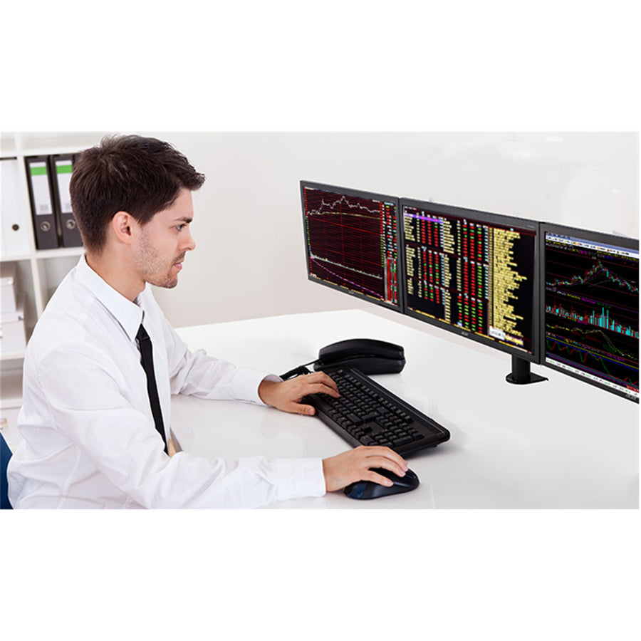 Loctek Eco Mount, 10"-30" Triple Monitor Ergonomic Swivel Arm - VESA 75 & 100mm - Max Load 10KG - 5 Years Warranty