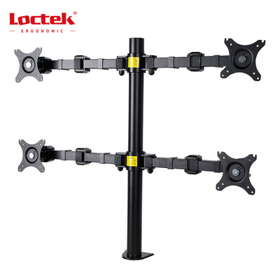 Loctek Eco Mount, 10"-30" Quad Monitors Ergonomic Swivel Arm - VESA 75 & 100mm - Capacity 10KG - Adjust -85 -15deg - 5 Years Warranty