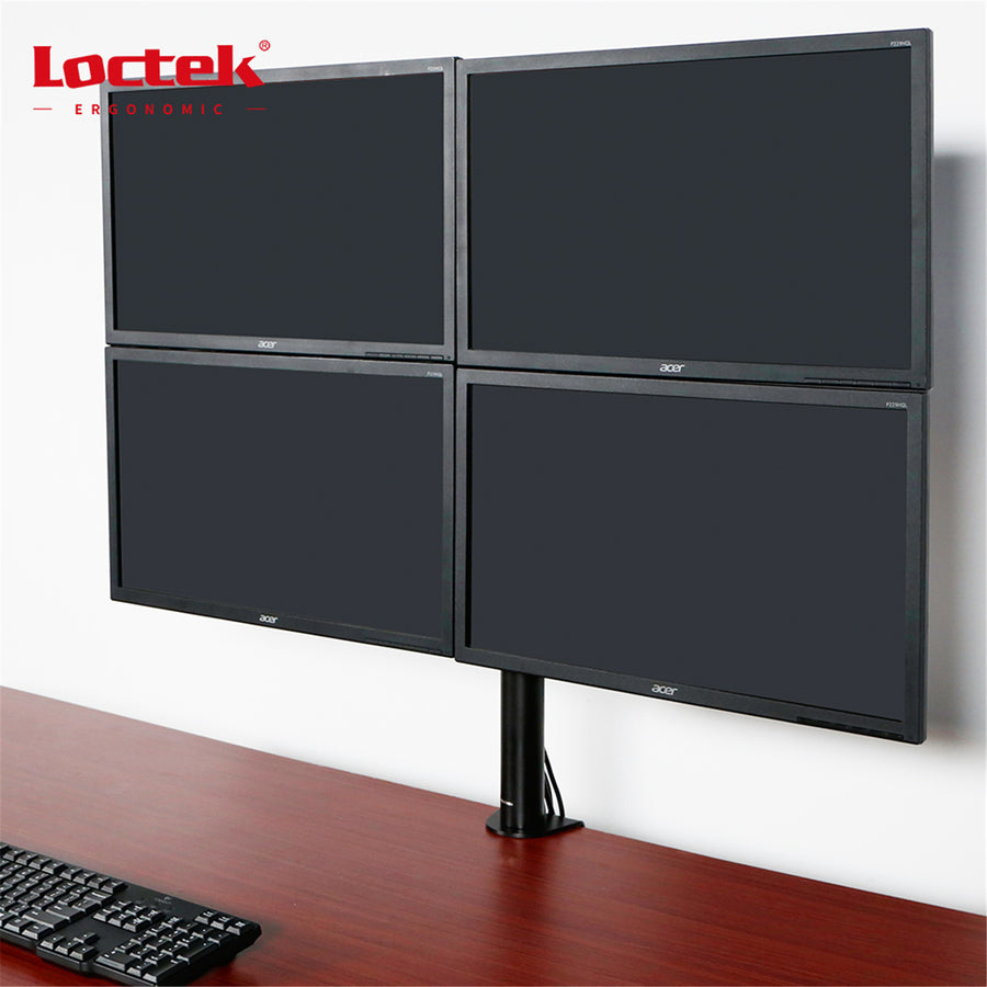 Loctek Eco Mount, 10"-30" Quad Monitors Ergonomic Swivel Arm - VESA 75 & 100mm - Capacity 10KG - Adjust -85 -15deg - 5 Years Warranty