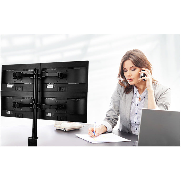 Loctek Eco Mount, 10"-30" Quad Monitors Ergonomic Swivel Arm - VESA 75 & 100mm - Capacity 10KG - Adjust -85 -15deg - 5 Years Warranty