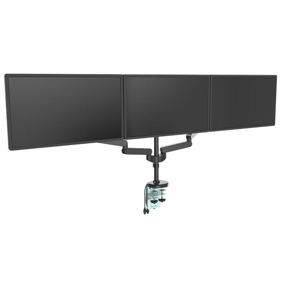 Loctek Pro Mount, 10"-30" Triple Gas Spring Monitor Stand - Aluminum Arm - Black - Max Load 9KG - VESA 75 & 100mm - 360deg Swivel - Dual USB 3.0 Ports - 5 Years Warranty