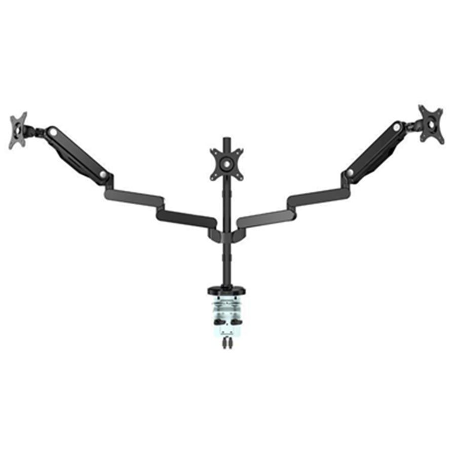 Loctek Pro Mount, 10"-30" Triple Gas Spring Monitor Stand - Aluminum Arm - Black - Max Load 9KG - VESA 75 & 100mm - 360deg Swivel - Dual USB 3.0 Ports - 5 Years Warranty