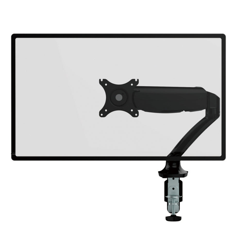 Loctek Pro Mount, 17"-30" Single Gas Spring Monitor Stand - Aluminum Black - Ergonomic 360deg Swivel Arm - Max Load Capacity 2-9 KG - VESA 75 & 100mm - Clamp & Grommet installation - 5 Years Warranty