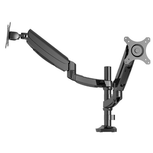 Loctek Pro Mount, 10"-30" Dual Gas Spring Monitor Stand - VESA 75 &100mm - Max Load 5KG - Clamp & Grommet Installation - 5 Years Warranty