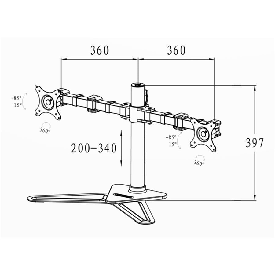 Loctek Eco Mount, 10"-30" Dual Monitor Ergonomic Swivel Arm - Free Stand - VESA 75 & 100mm - Capacity 10KG - 5 Years Warranty