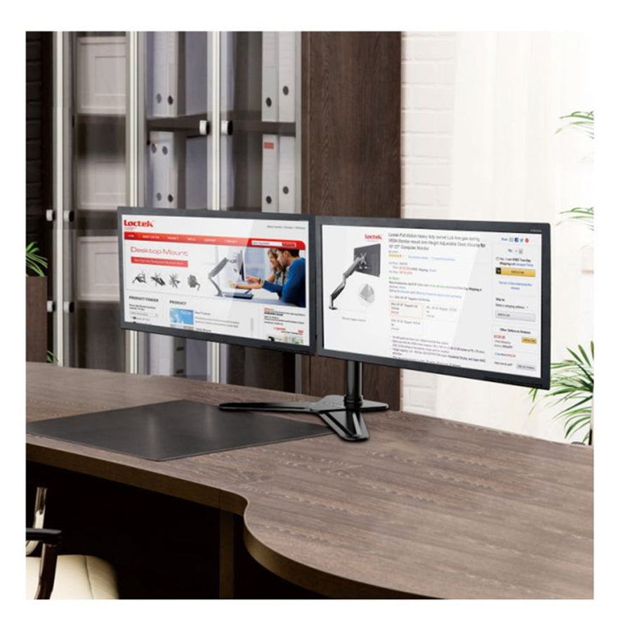 Loctek Eco Mount, 10"-30" Dual Monitor Ergonomic Swivel Arm - Free Stand - VESA 75 & 100mm - Capacity 10KG - 5 Years Warranty
