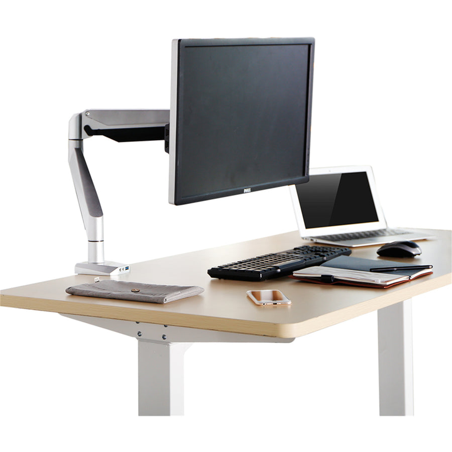Loctek Premium Mount, 17"-30" Single Ergonomic Gas Spring Monitor Stand - Aluminum Silver - VESA 75x75 100x100 - Max Load 2-9KG - 5 Years Warranty