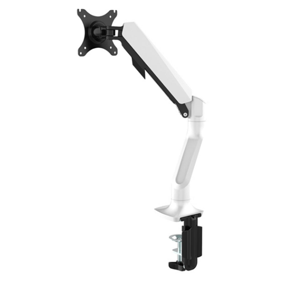 Loctek Pro Mount, 17"-30" Single Ergonomic Gas Spring Monitor Stand - White - VESA 75 & 100mm - Max Load 9kg - 5 Years Warranty