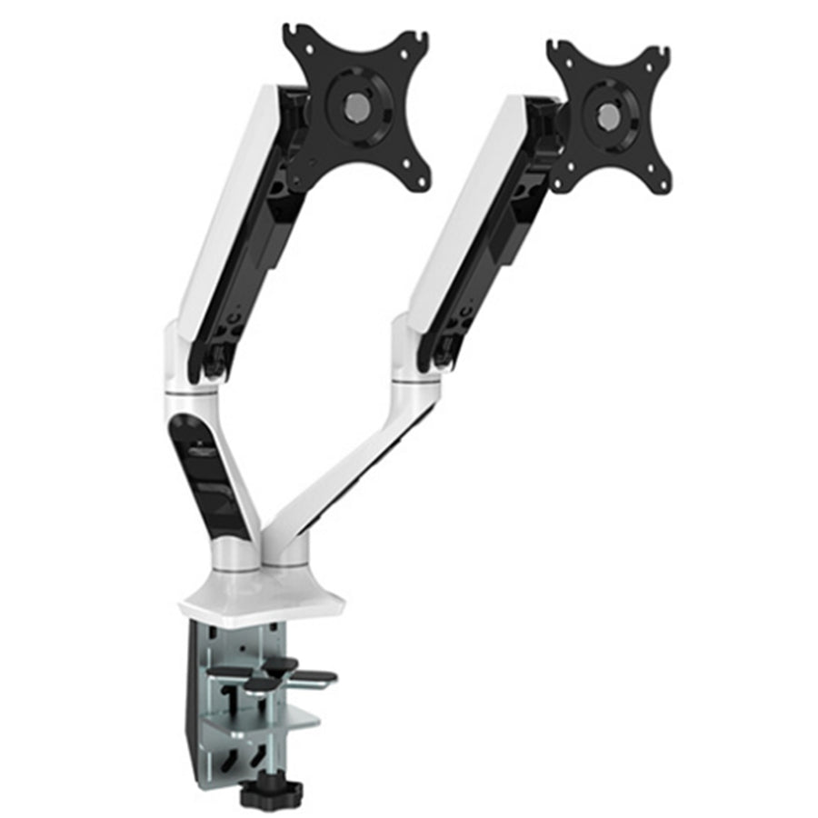 Loctek Pro Mount, 17"-30" Dual Ergonomic Gas Spring Monitor Stand - White - VESA 75 & 100mm - Max Load 2-9KG Per Arm - 5 Years Warranty