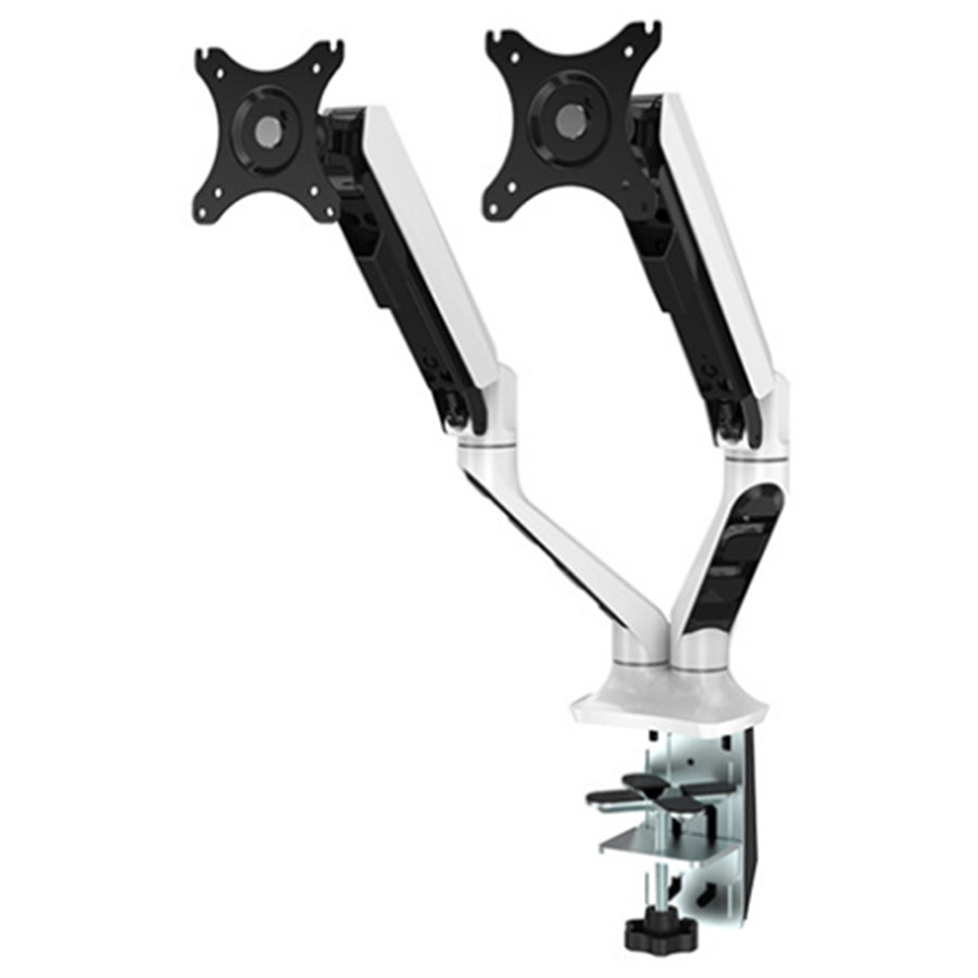 Loctek Pro Mount, 17"-30" Dual Ergonomic Gas Spring Monitor Stand - White - VESA 75 & 100mm - Max Load 2-9KG Per Arm - 5 Years Warranty