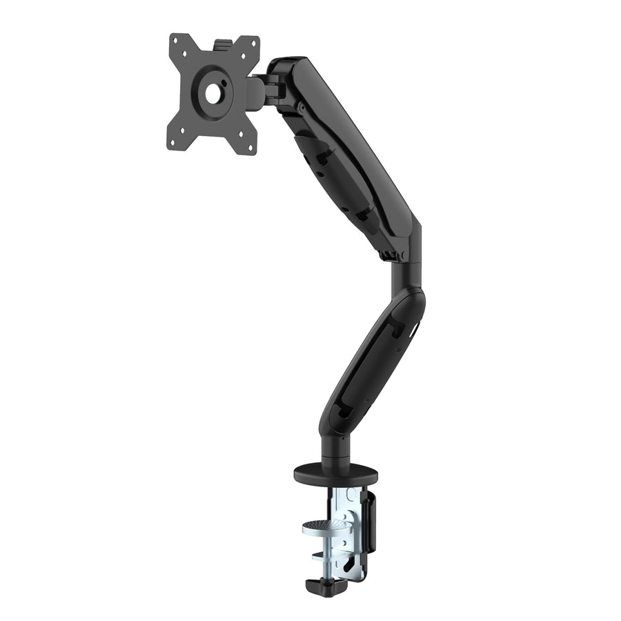 FlexiSpot 17"-32" Single Monitor Stand, Aluminum Gas Spring Arm - Black - Swivel 180deg - With Quick Release VESA Plate - VESA 75 & 100mm - Load Capacity 3-12 KG - Clamp Or Grommet Installation - 5 Years Warranty
