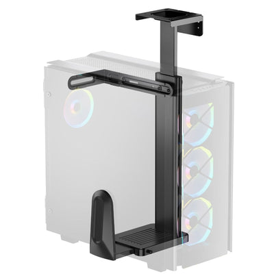 mbeat activiva Matte Black Ultra Wide Adjustable Under-Desk & Wall PC / Gaming PC Mount - Holds up to 29cm in Width