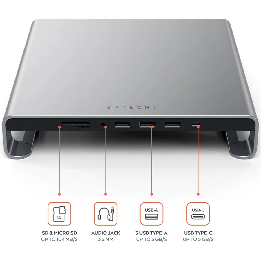 ST-AMSHM - Satechi USB-C Aluminium Monitor Stand Hub for iMac (Space Grey)