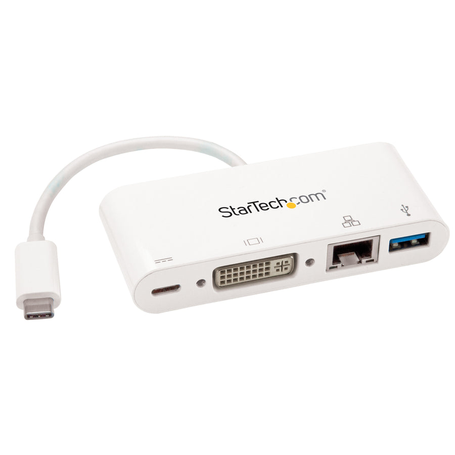 StarTech.com DKT30CDVPD USB C Multiport Adapter – USB-C-auf-DVI-D (Digital)-Videoadapter mit 60-W-Power-Delivery-Passthrough-Ladefunktion, GbE, USB-A – tragbares USB Type-C/Thunderbolt 3 Mini-Laptop-Dock