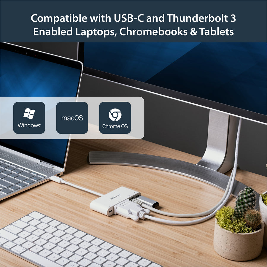 StarTech.com DKT30CDVPD USB C Multiport Adapter – USB-C-auf-DVI-D (Digital)-Videoadapter mit 60-W-Power-Delivery-Passthrough-Ladefunktion, GbE, USB-A – tragbares USB Type-C/Thunderbolt 3 Mini-Laptop-Dock
