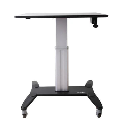 StarTech.com Mobile Standing Desk - Portable Sit Stand Ergonomic Height Adjustable Cart on Wheels - Rolling Computer/Laptop Workstation Table with Locking One-Touch Lift for Teacher/Student