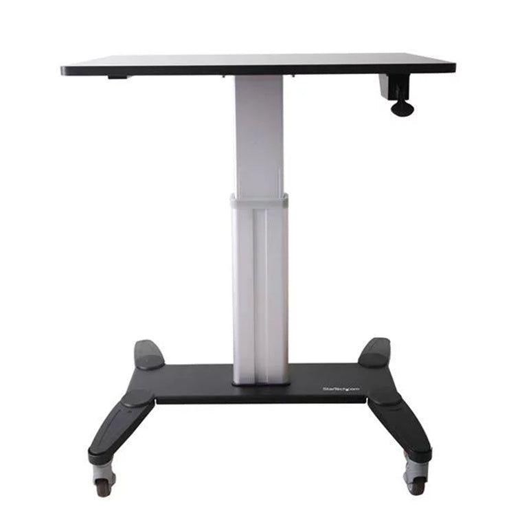 StarTech.com Mobile Standing Desk - Portable Sit Stand Ergonomic Height Adjustable Cart on Wheels - Rolling Computer/Laptop Workstation Table with Locking One-Touch Lift for Teacher/Student