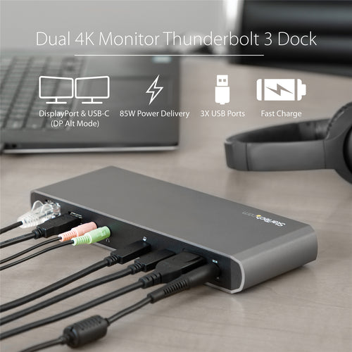 StarTech.com   Thunderbolt 3 Daul 4K Docking Station with 85W Power Delivery
