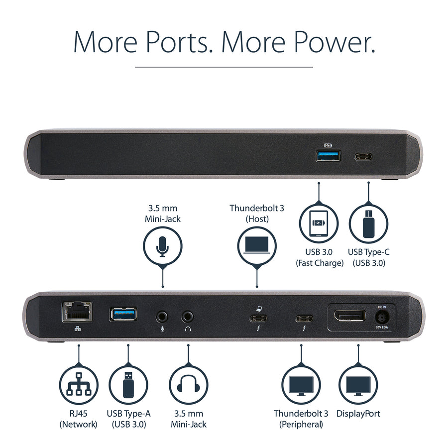 StarTech.com   Thunderbolt 3 Daul 4K Docking Station with 85W Power Delivery