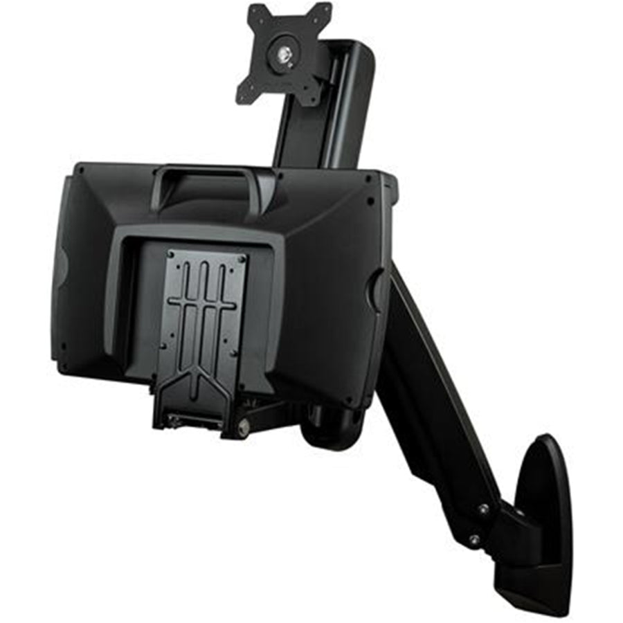 StarTech.com WALLSTS1 Wall Mount Workstation - Articulating Full Motion Standing Desk with Ergonomic Height Adjustable Monitor & Keyboard Tray Arm - Mouse & Scanner Holders - Single VESA Display