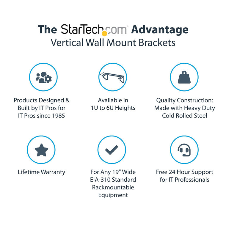StarTech.com 4U 19in Steel Vertical Wall Mount Equipment Rack Bracket