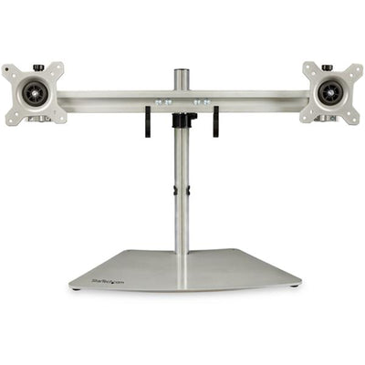 StarTech.com ARMDUOSS Dual Monitor Ständer – Ergonomischer freistehender Dual-Monitor-Schreibtischständer für zwei 24" VESA-Montage-Displays – Synchron höhenverstellbar – Doppelmonitor-Stangenhalterung – Silber