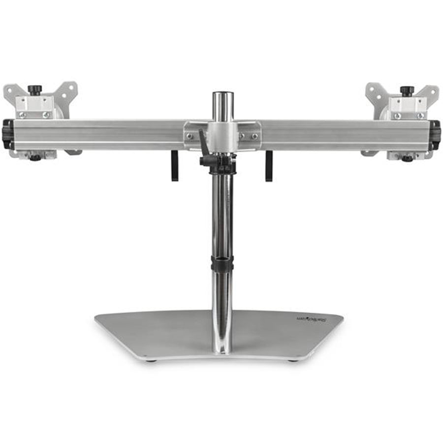 StarTech.com ARMDUOSS Dual Monitor Ständer – Ergonomischer freistehender Dual-Monitor-Schreibtischständer für zwei 24" VESA-Montage-Displays – Synchron höhenverstellbar – Doppelmonitor-Stangenhalterung – Silber