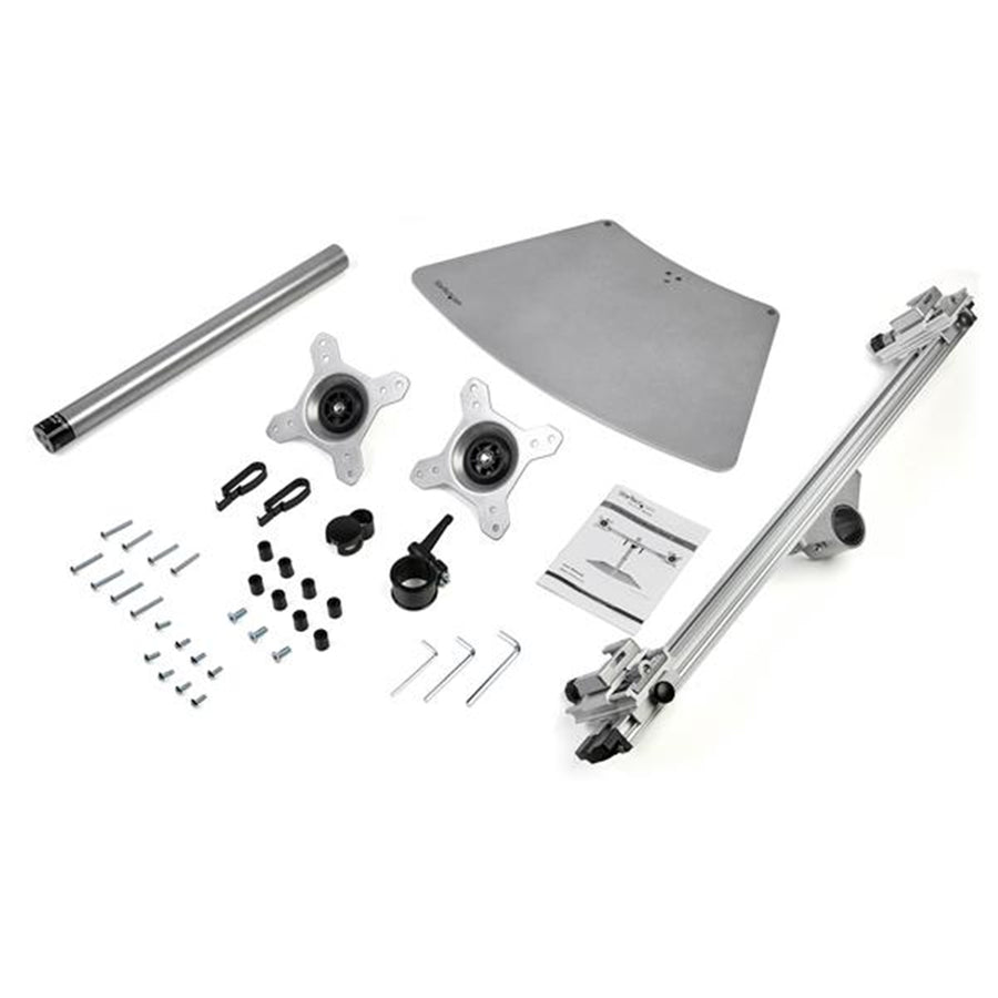 StarTech.com ARMDUOSS Dual Monitor Ständer – Ergonomischer freistehender Dual-Monitor-Schreibtischständer für zwei 24" VESA-Montage-Displays – Synchron höhenverstellbar – Doppelmonitor-Stangenhalterung – Silber