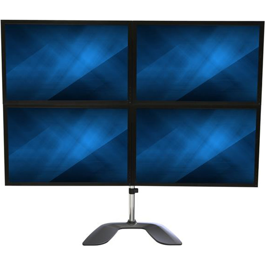 StarTech.com ARMQUADSS Desktop Quad Monitor Stand - Ergonomic VESA 4 Monitor Arm (2x2) up to 32" - Free Standing Articulating Universal Pole Mount - Height Adjustable/Tilt/Swivel/Rotate - Silver