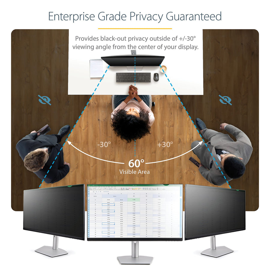 StarTech.com PRIVSCNMON27 Monitor Privacy Screen for 27" PC Display - Computer Screen Security Filter - Blue Light Reducing Screen Protector Film - 16:9 WideScreen - Matte/Glossy - +/-30 Degree