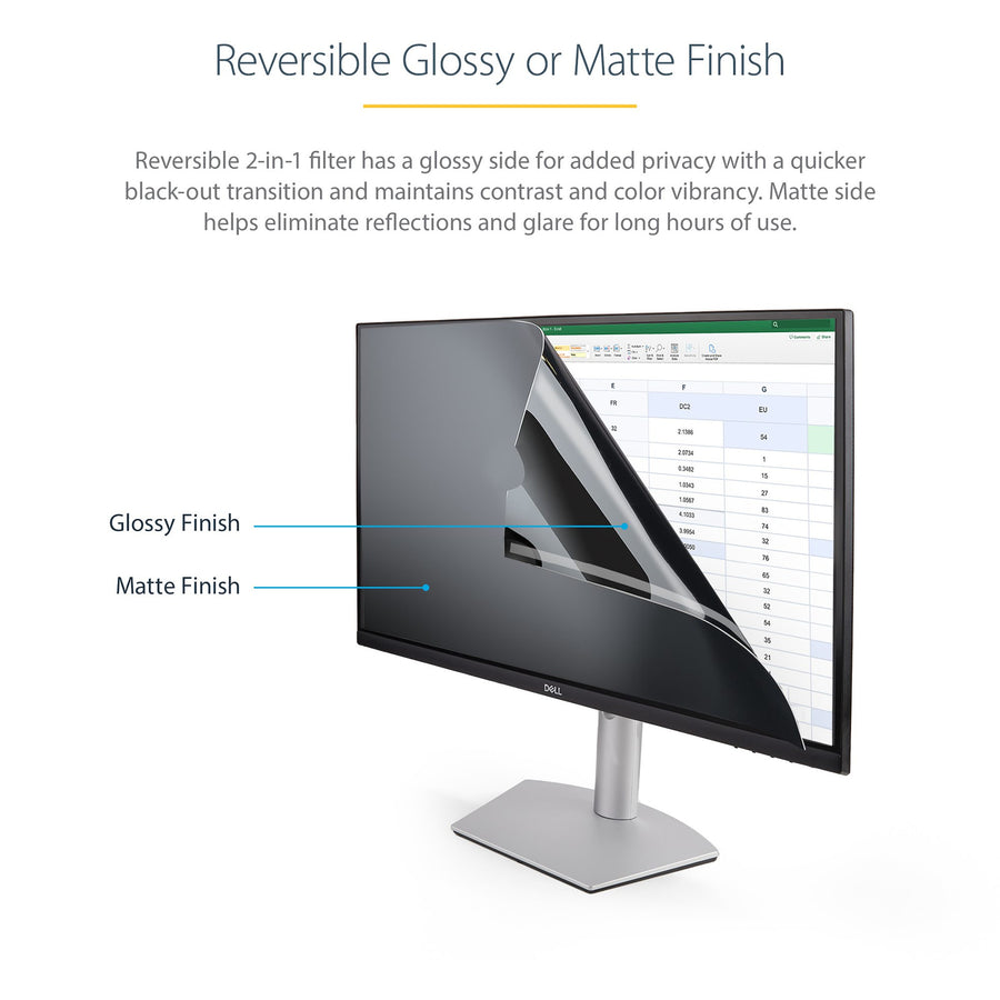 StarTech.com PRIVSCNMON27 Monitor Privacy Screen for 27" PC Display - Computer Screen Security Filter - Blue Light Reducing Screen Protector Film - 16:9 WideScreen - Matte/Glossy - +/-30 Degree