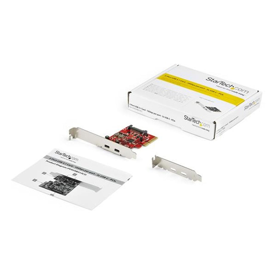 StarTech.com PEXUSB312C3 PCIe USB 3.1 Card - 2x USB C 3.1 Gen 2 10Gbps - PCIe Gen 3 x4 - ASM3142 Chipset - USB Type C PCI Express Card