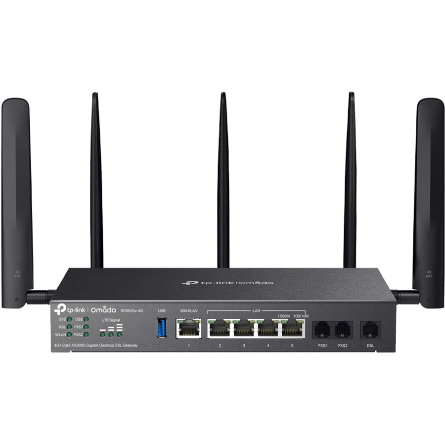 TP-Link Omada DR3650v-4G  4G+ CAT6 Gigabit Multi-WAN VPN ADSL/VDSL Gateway with Dual-Band WiFi 6 AX3000