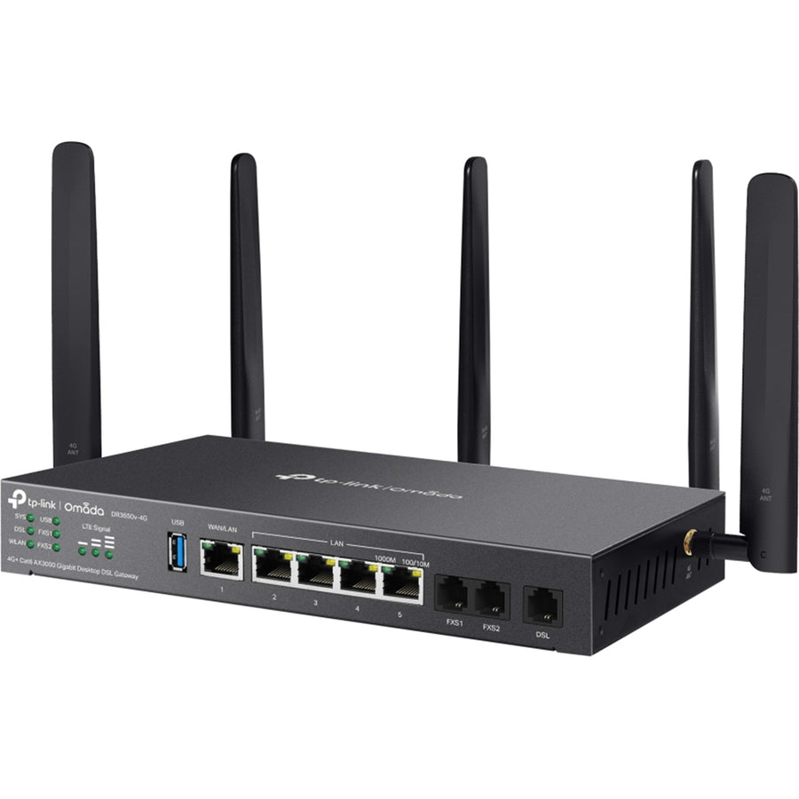 TP-Link Omada DR3650v-4G  4G+ CAT6 Gigabit Multi-WAN VPN ADSL/VDSL Gateway with Dual-Band WiFi 6 AX3000