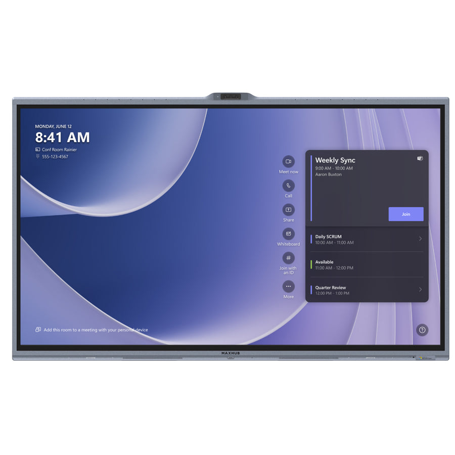 Maxhub CVTE MAXHUB XBoard V7 series V755T 75" Microsoft Teams Rooms Interactive Touch Display Screen size: 75" 4K Resolution display 50MP x 3 trident camera system 16-mic array, 15m pick up range IR recognition, 50 points touch 2 x 10W speaker + 20W su...