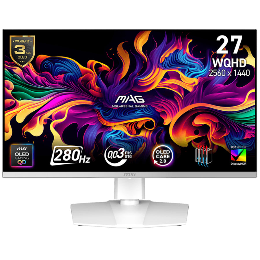 MSI MAG 272QPW QD-OLED X28 27" QHD 280Hz OLED Gaming Monitor - White