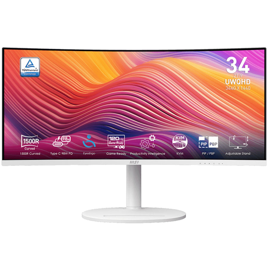 MSI Modern MD342CQPW 34" Ultrawide Curved USB-C Business Monitor - White