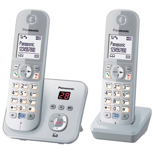 Panasonic  KX-TG6822NZS  Cordless Landline Telephone Twin Pack - Silver