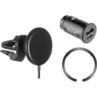 3SIXT 3S-1925 15W Magnetic Wireless Car Vent Mount with Chargers - Black